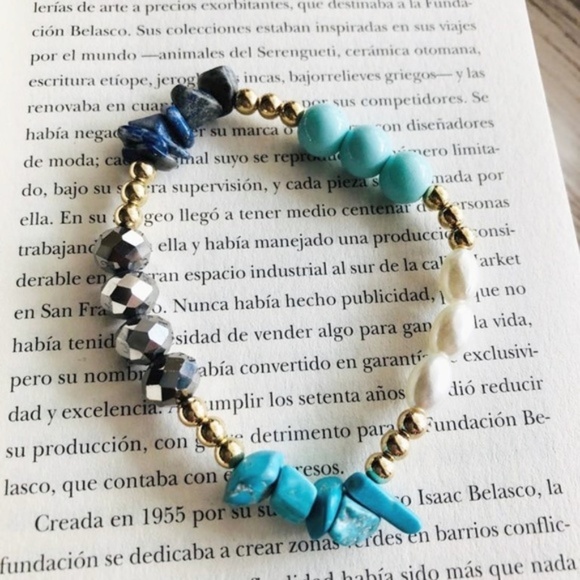 Alquimia Jewelry - OS GOLD PEARLS LAPIZ AND TURQUOISE BRACELET